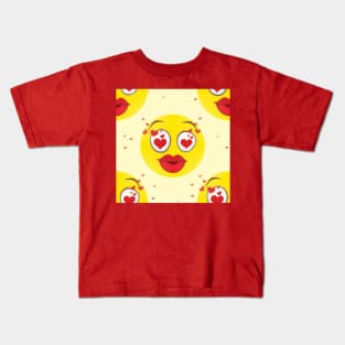 happy Valentines day kiss Emoji Kids T-Shirt